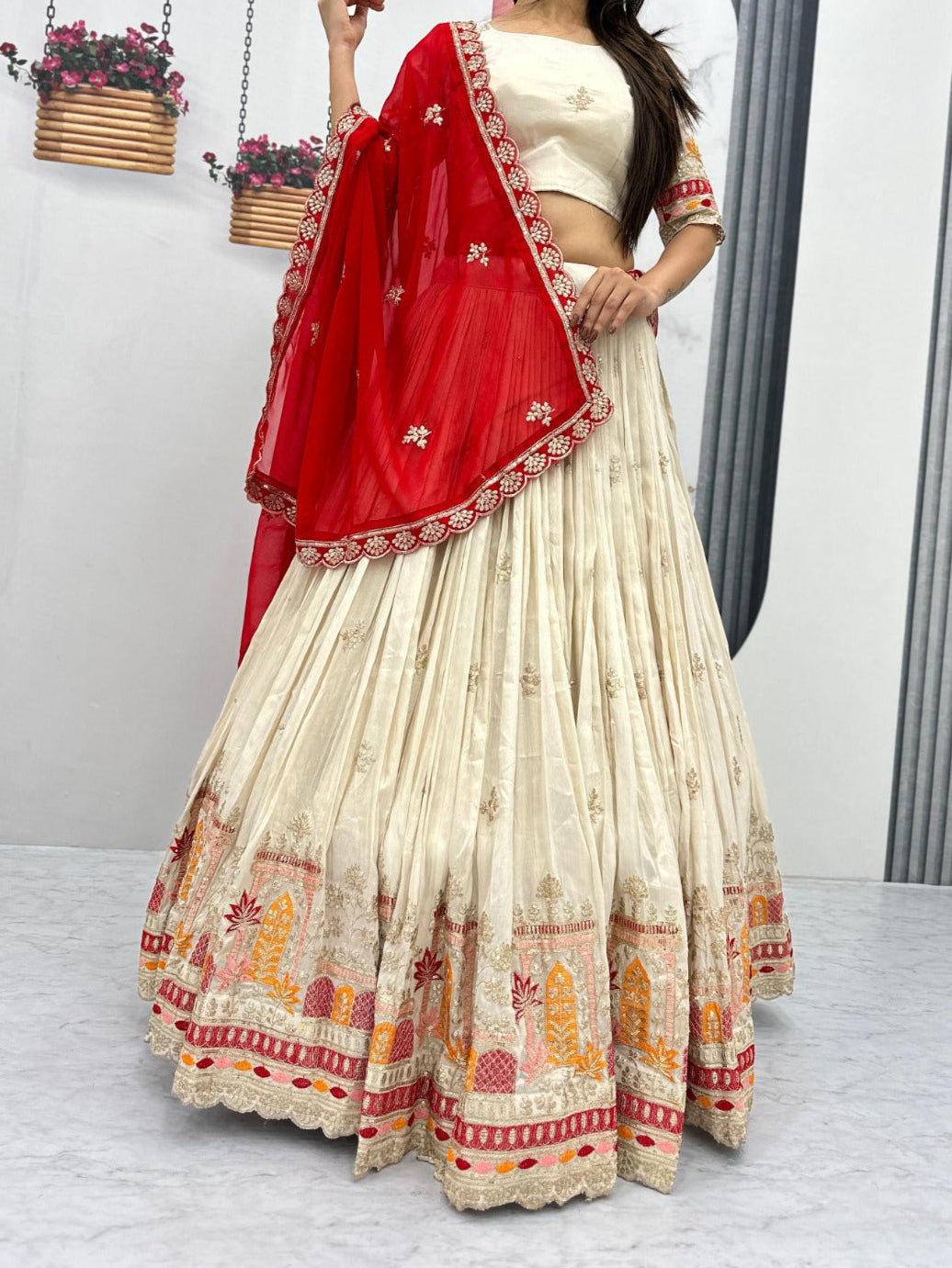 Banarasi Tissue Sequence work Fully Stitched Lehenga Choli