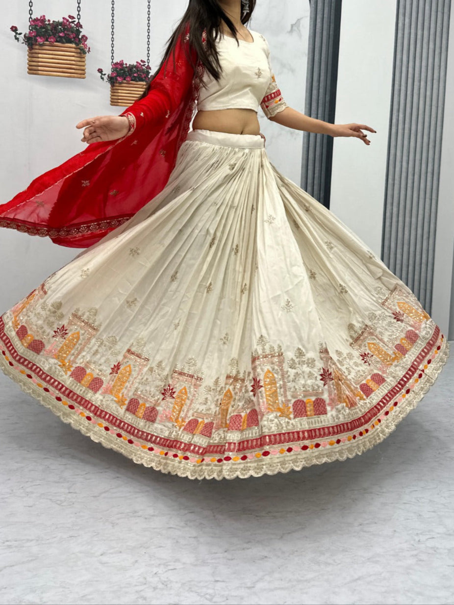 Banarasi Tissue Sequence work Fully Stitched Lehenga Choli