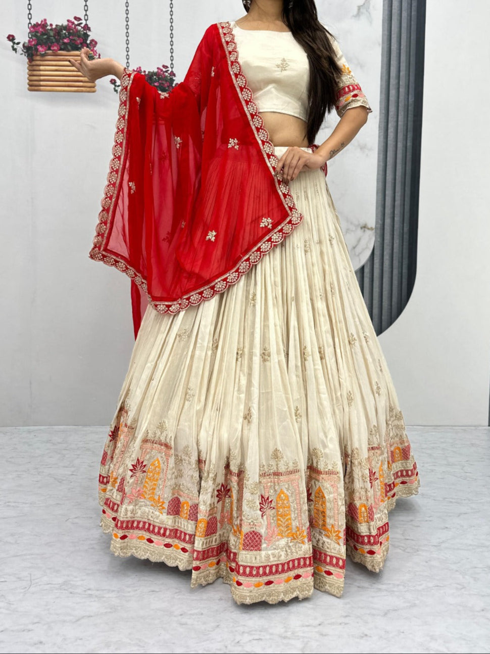 Banarasi Tissue Sequence work Fully Stitched Lehenga Choli