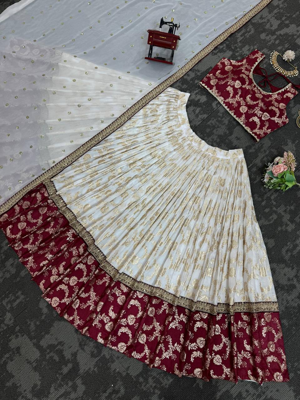 Wedding Special Jaquared Coding Lehenga Choli