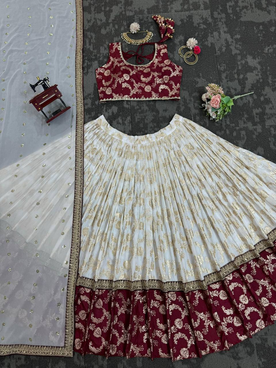 Wedding Special Jaquared Coding Lehenga Choli