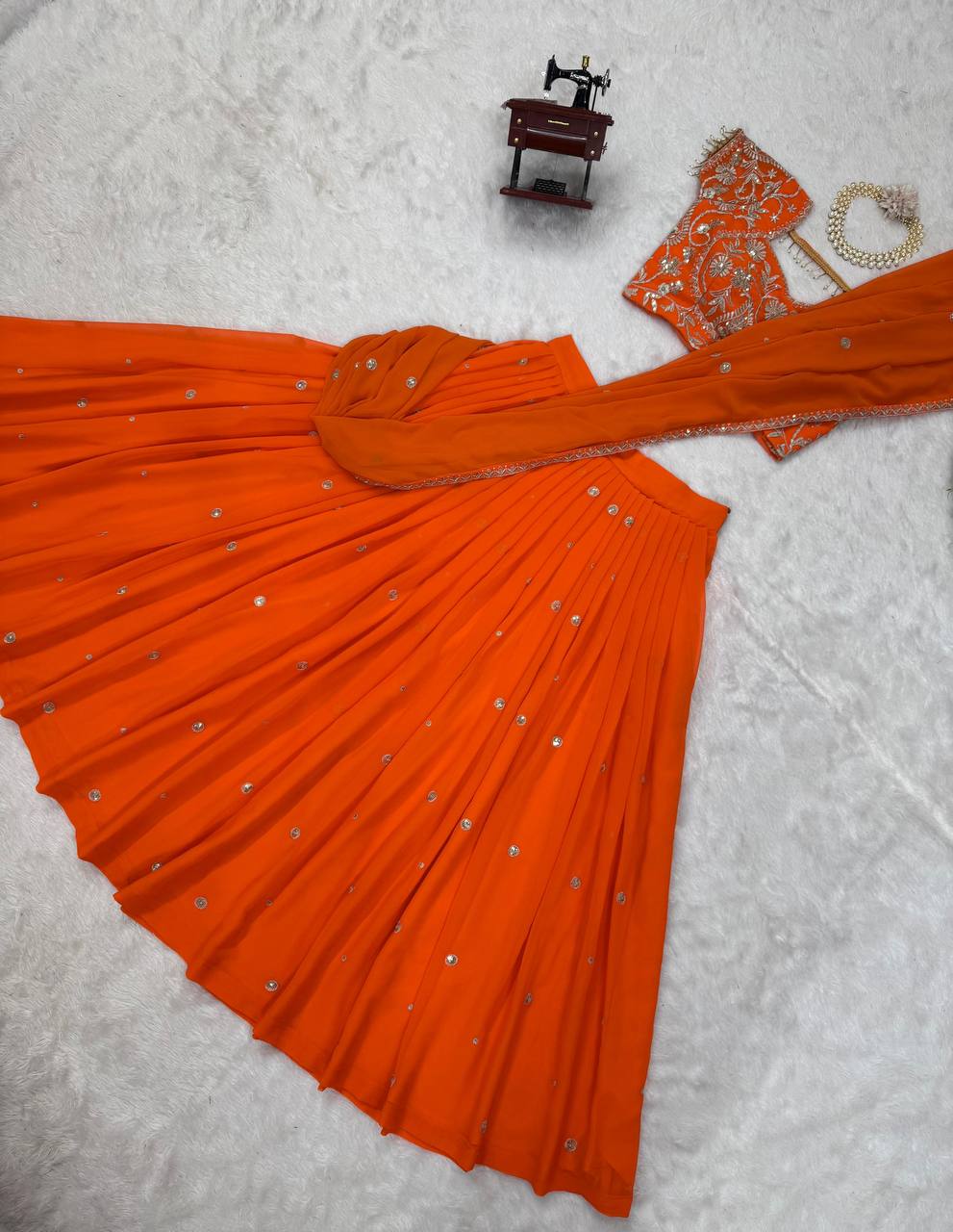 Wedding  Special Thread & Sequence Work Lehenga Saree