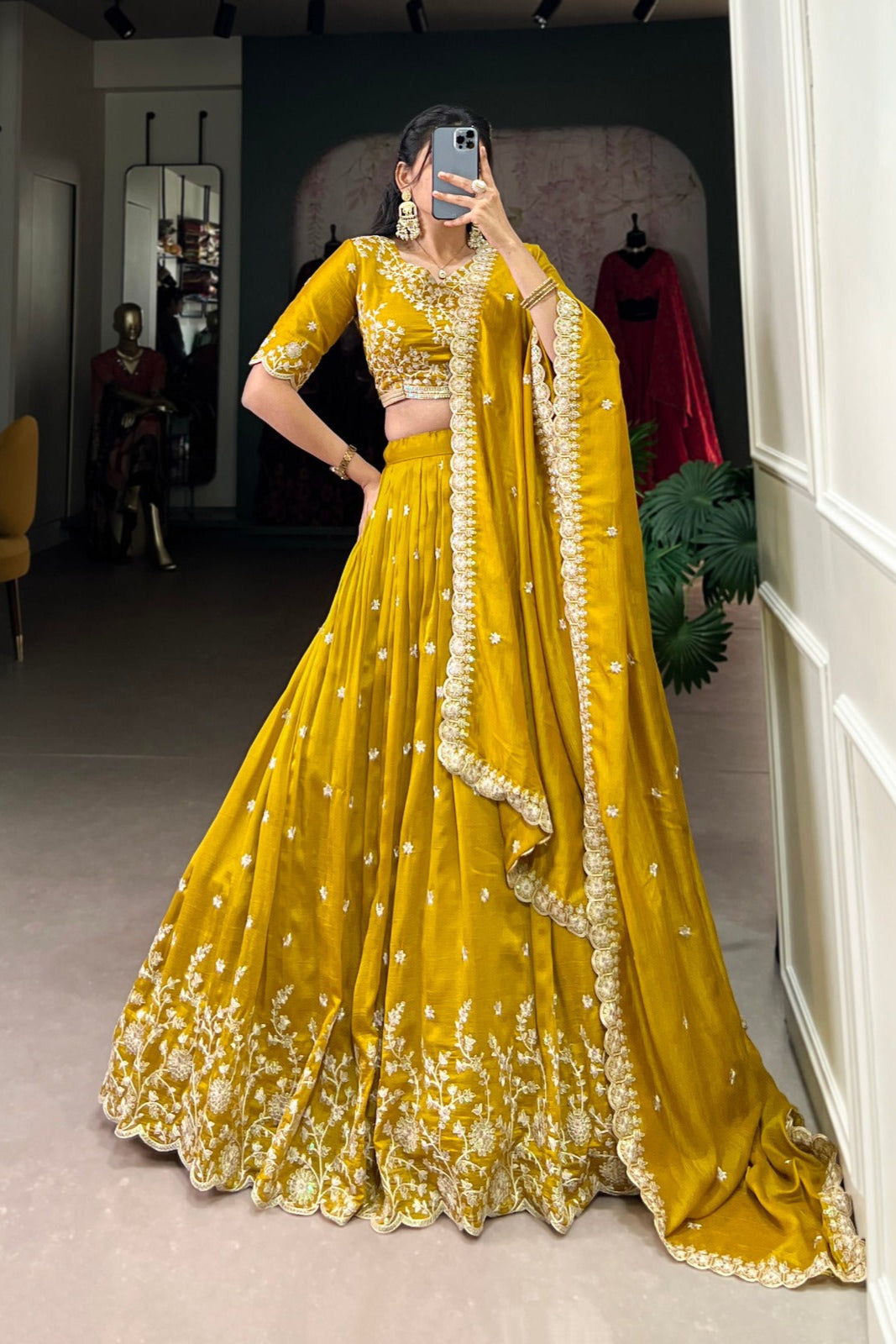 Haldi Special Vichitra Silk Lehenga Choli