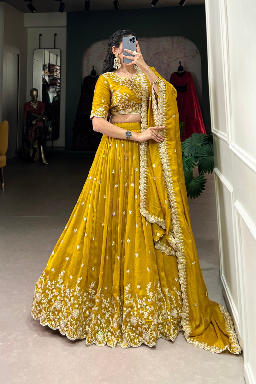 Haldi Special Vichitra Silk Lehenga Choli