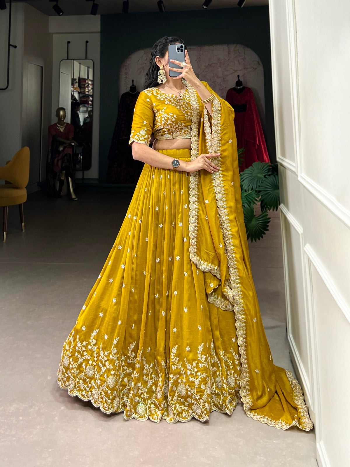 Haldi Special Vichitra Silk Lehenga Choli