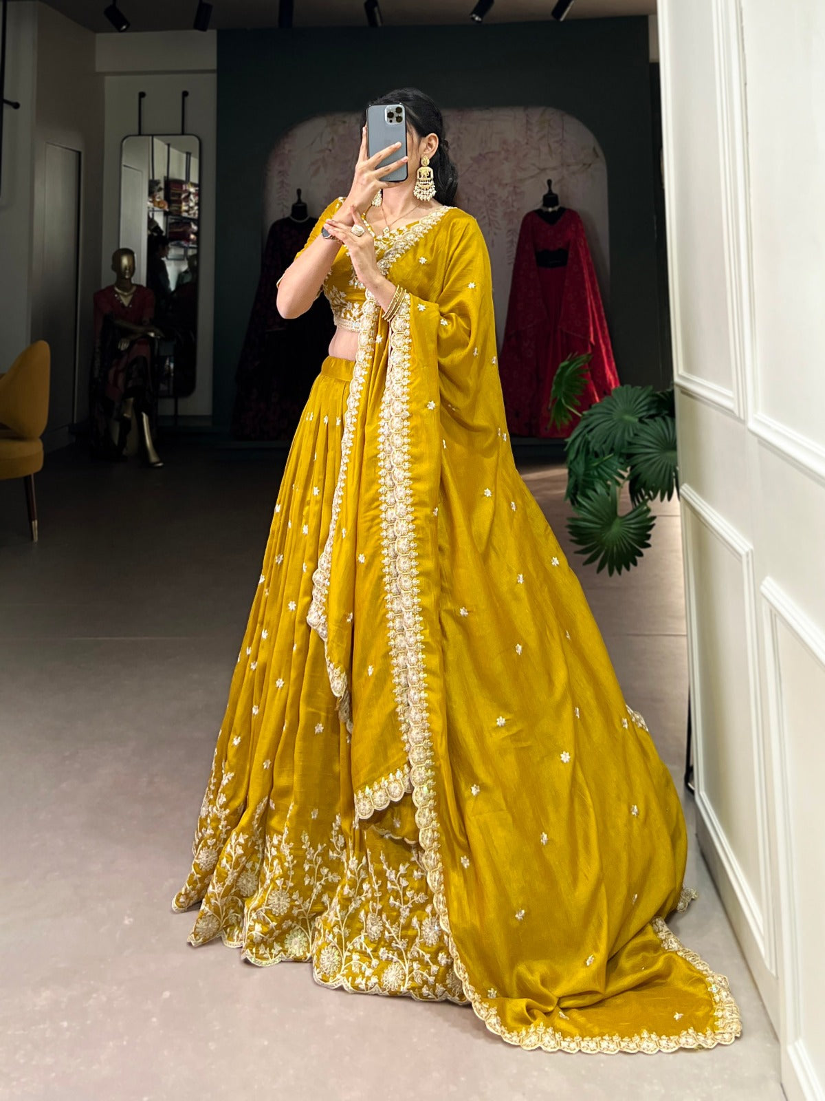 Haldi Special Vichitra Silk Lehenga Choli