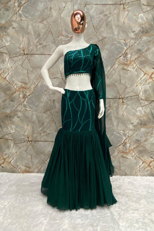 Indo Western Ruffle Work Lehenga Choli