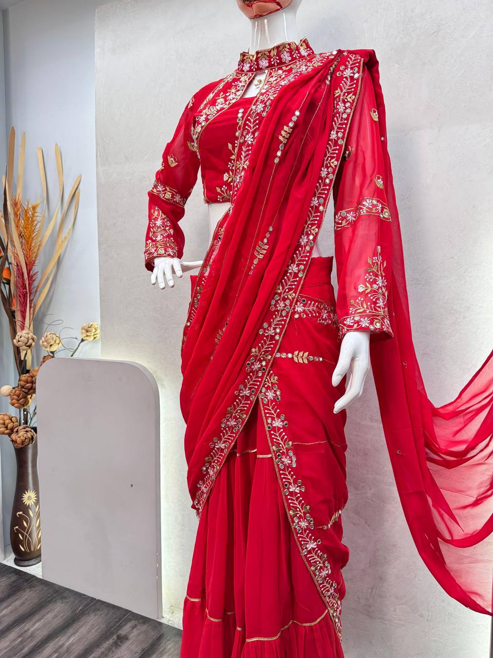 Fancy Lehenga Saree With Heavy Work Blouse