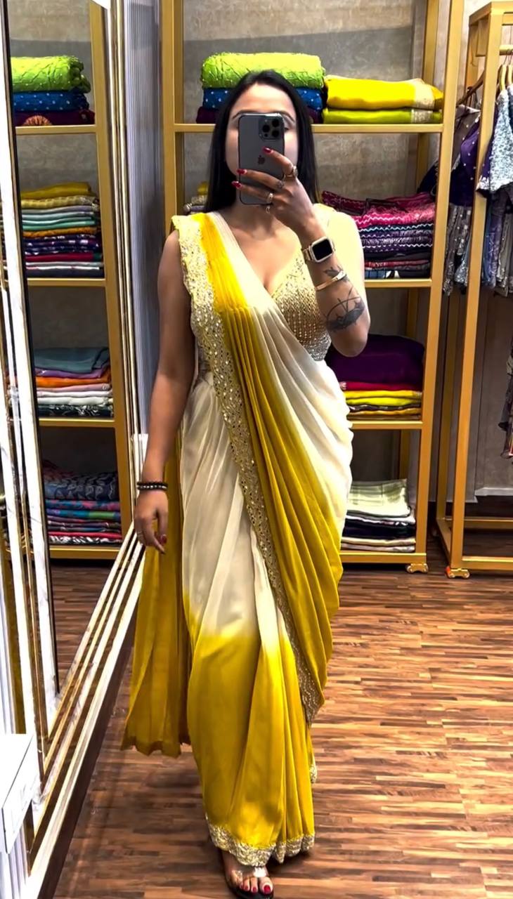 Ready To Wear Real Mirror Work Saree