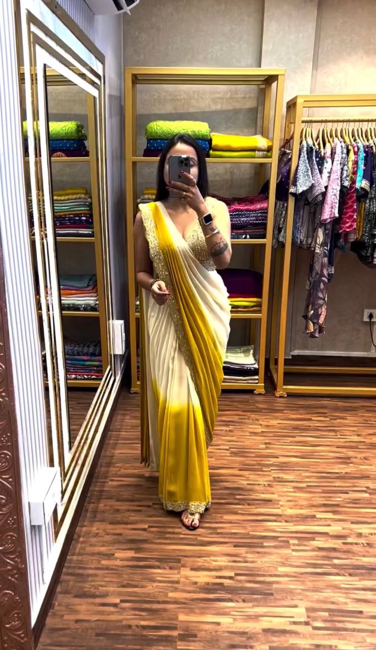 Ready To Wear Real Mirror Work Saree