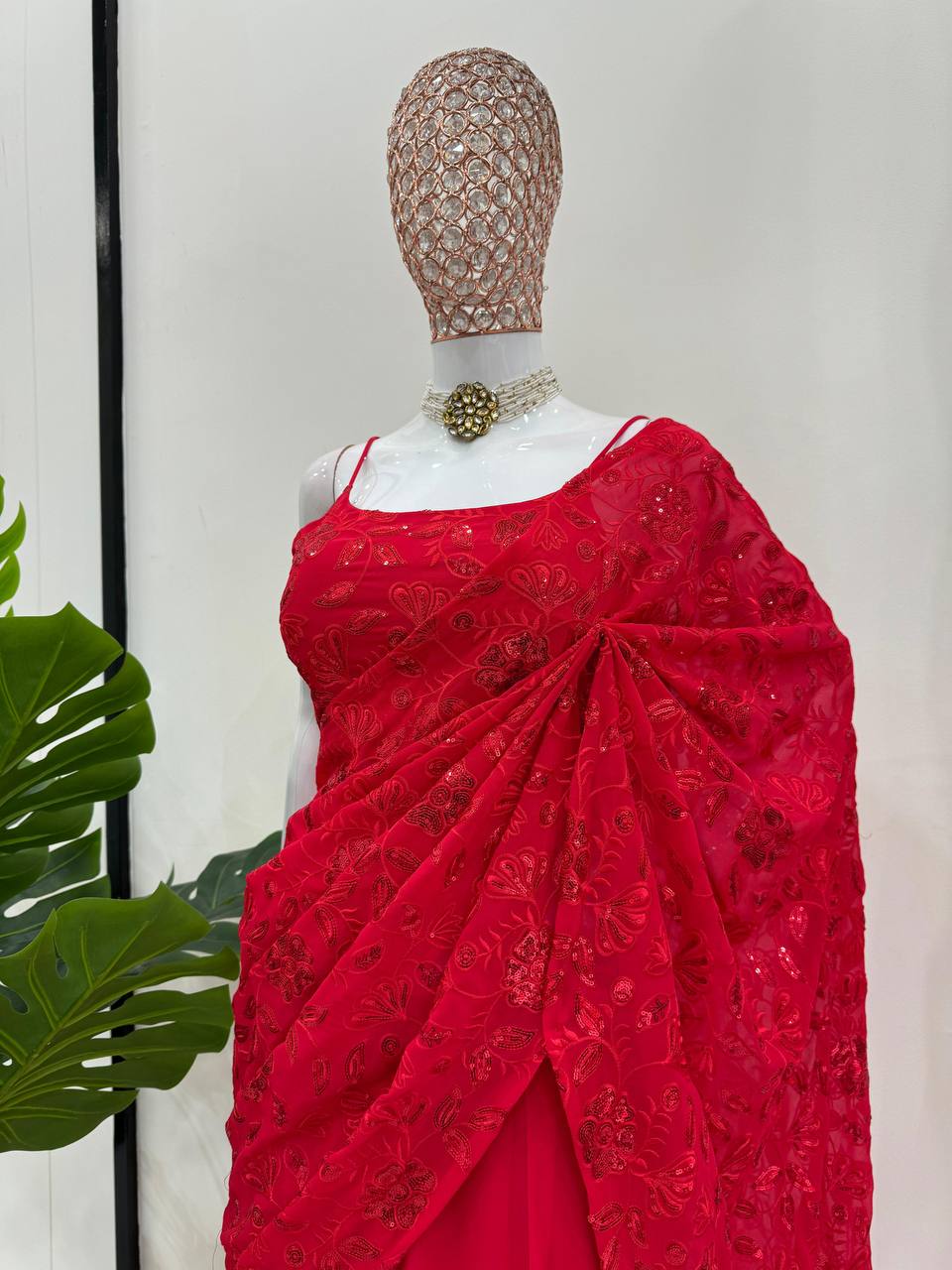 Ready To Wear Lehenga Saree With Unstitched Blouse