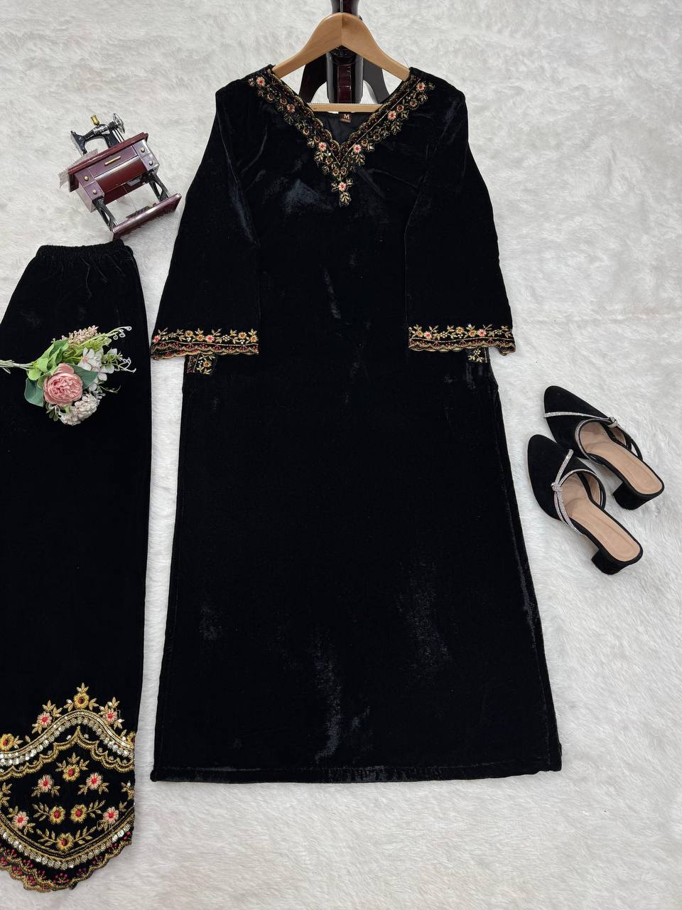 Winter Special Viscose Velvet Suit With Side Pocket