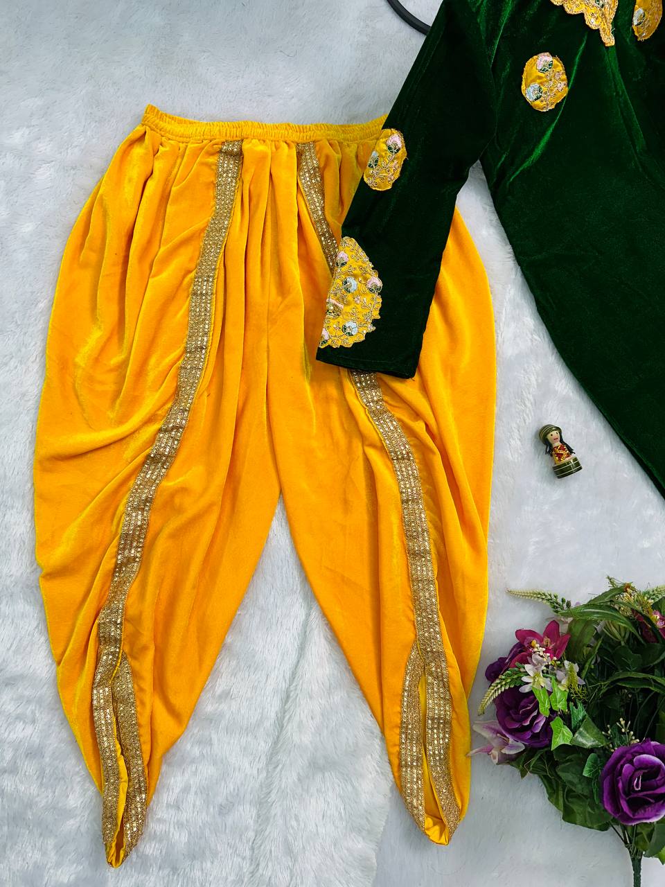 Mehendi Special Velvet & Embroidery work Patiala Suit