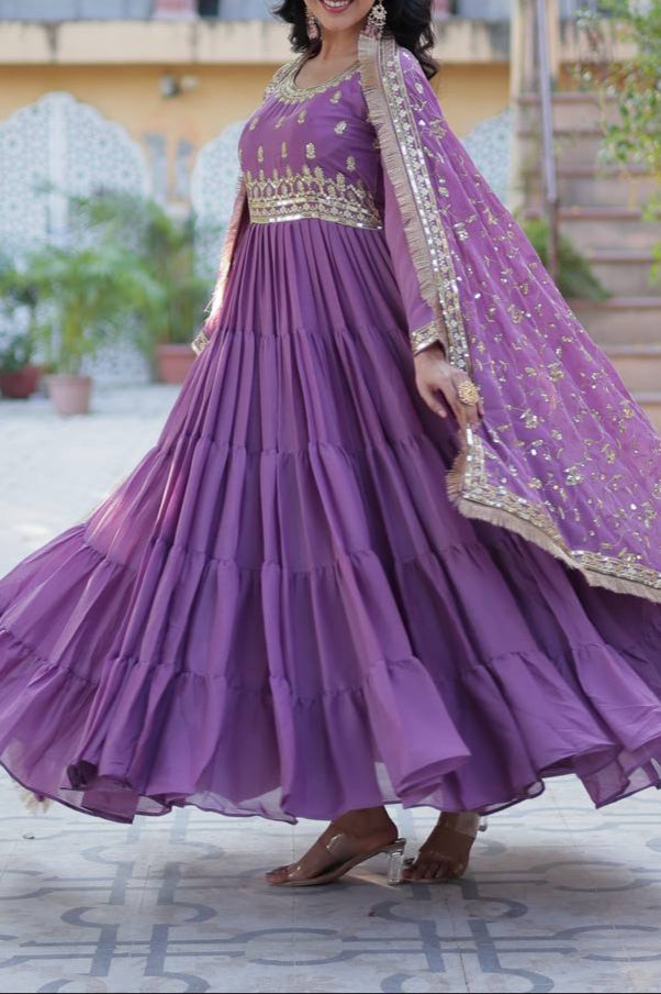 Heavy Fully Flair Gown With Designer Dupatta