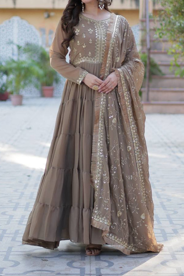 Heavy Fully Flair Gown With Designer Dupatta