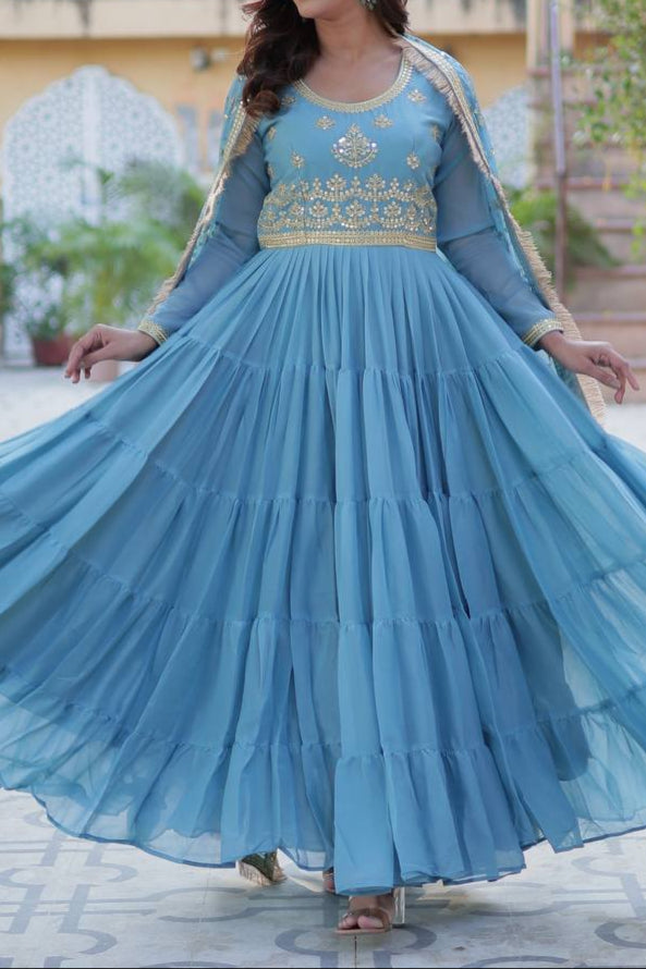 Heavy Fully Flair Gown With Designer Dupatta