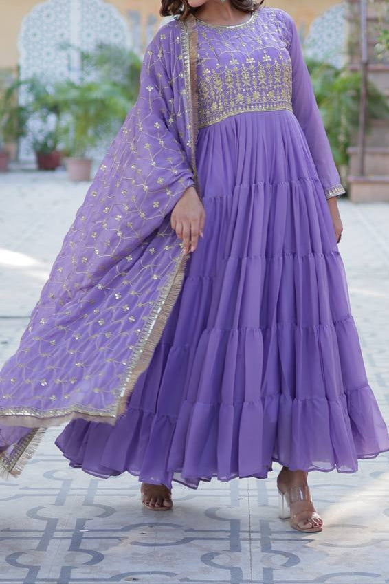 Heavy Fully Flair Gown With Designer Dupatta