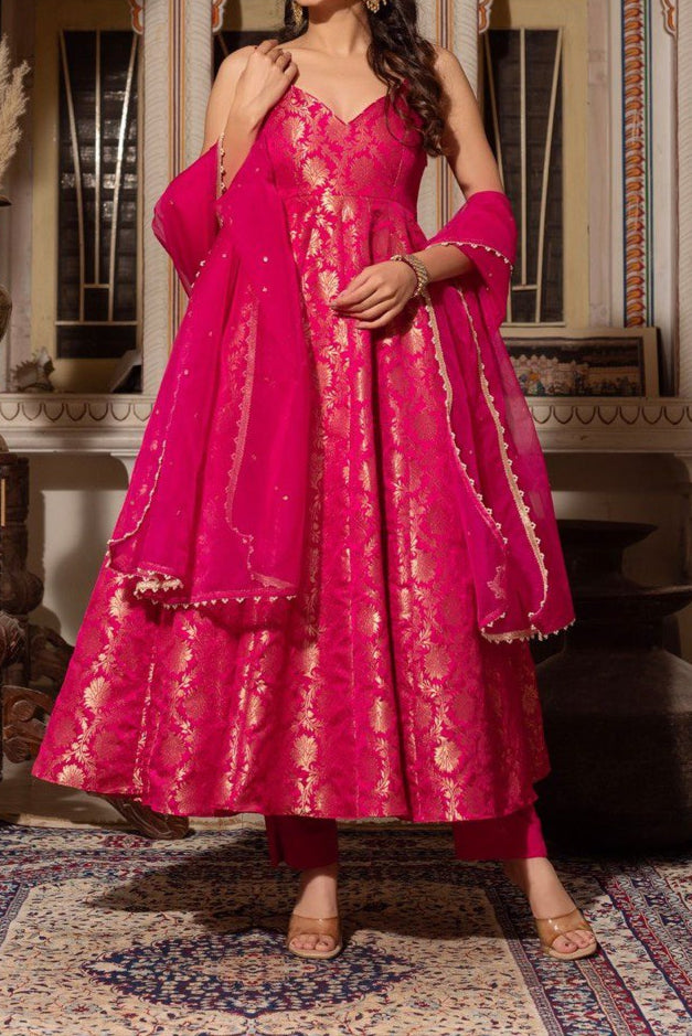 Wedding Special Jacquard Silk Anarkali Suit Set