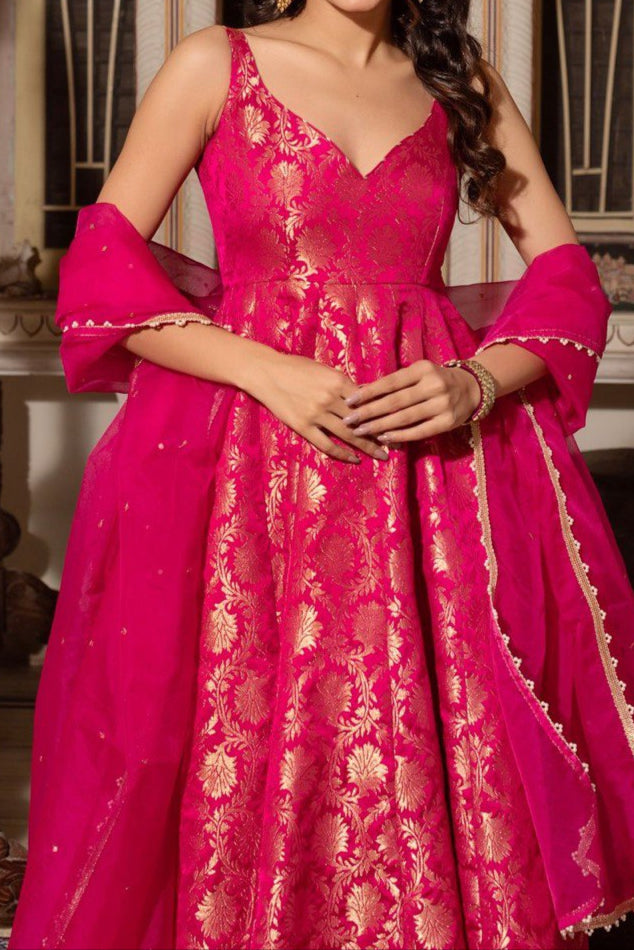 Wedding Special Jacquard Silk Anarkali Suit Set