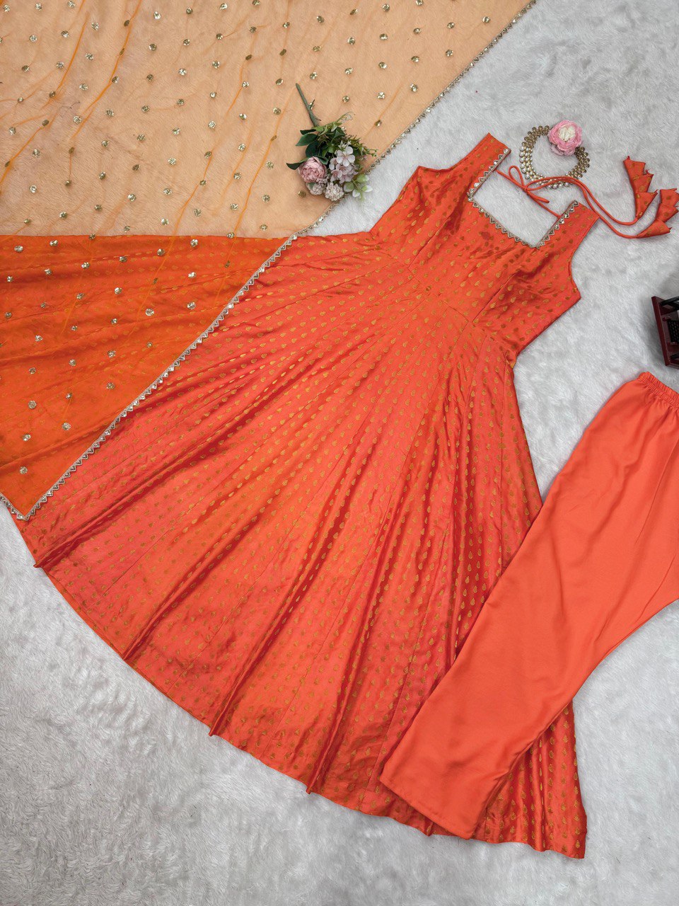 Wedding Special Jaquard Anarkali Suit Set