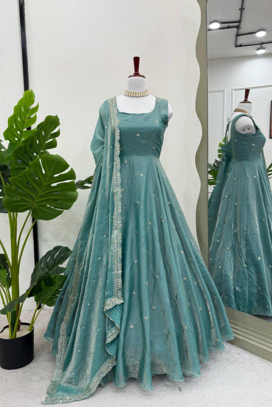 Thread & Sequence Work Anarkali Suit Set
