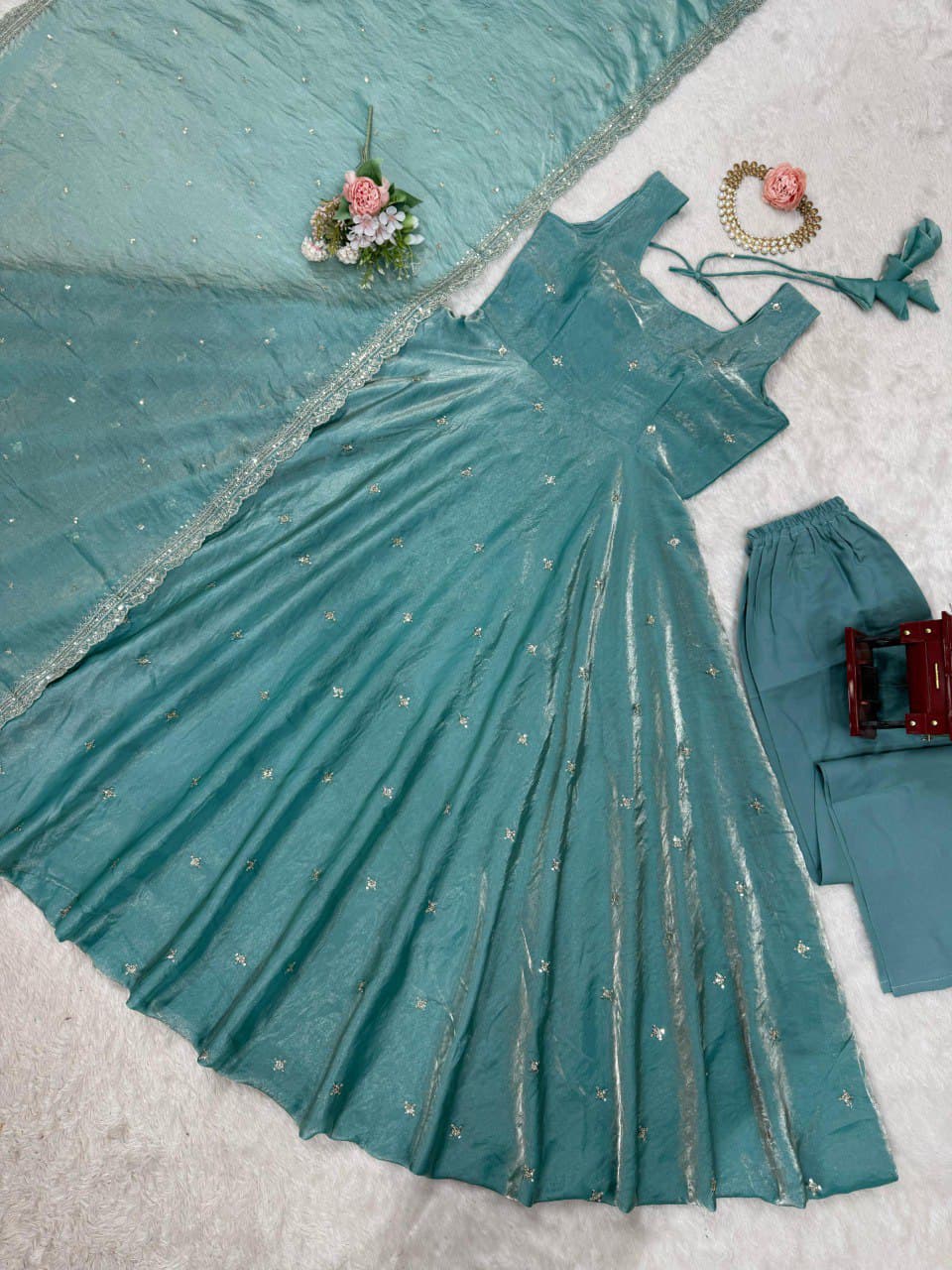 Thread & Sequence Work Anarkali Suit Set