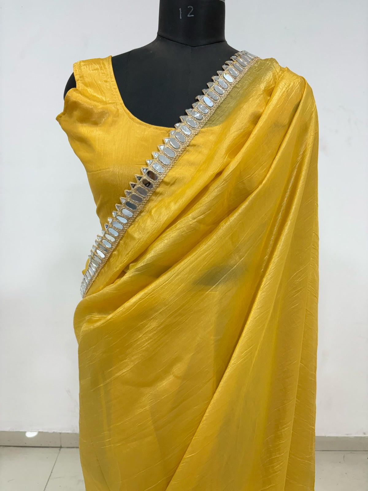 Most Beautiful Ready To Wear Real Mirror Border Work Saree