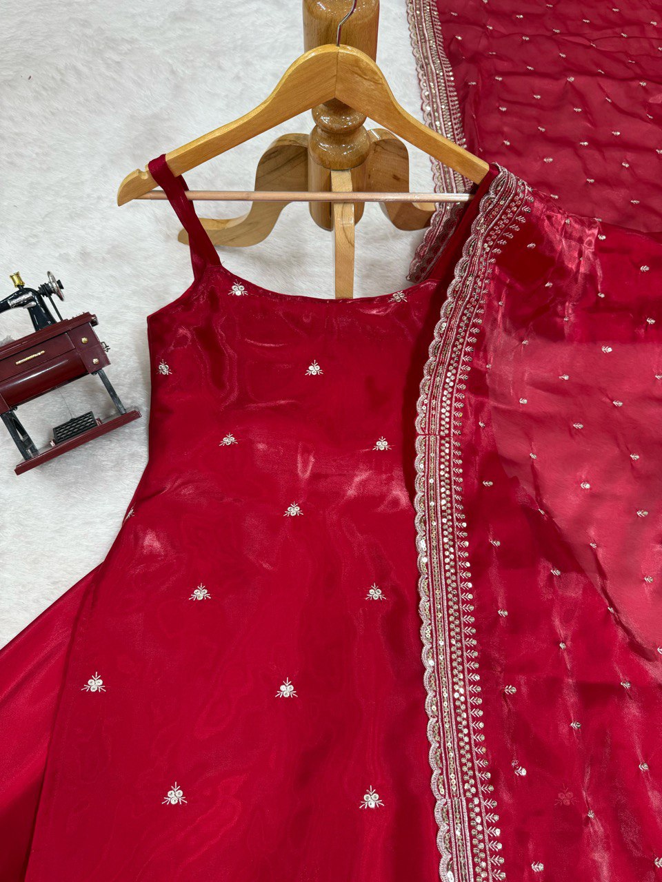 Wedding Special Thread With Sequence Work Top Plazzo  & Dupatta Set
