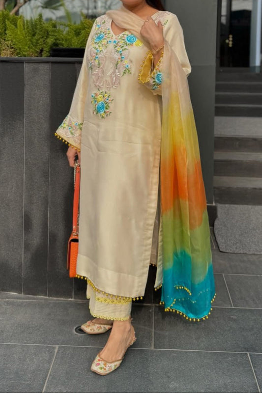 Summer Special Heavy Embroidery Sequence Work Suit Set