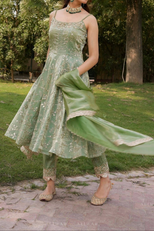 Designer Party Wear Sequence Work Anarkali Suit Set