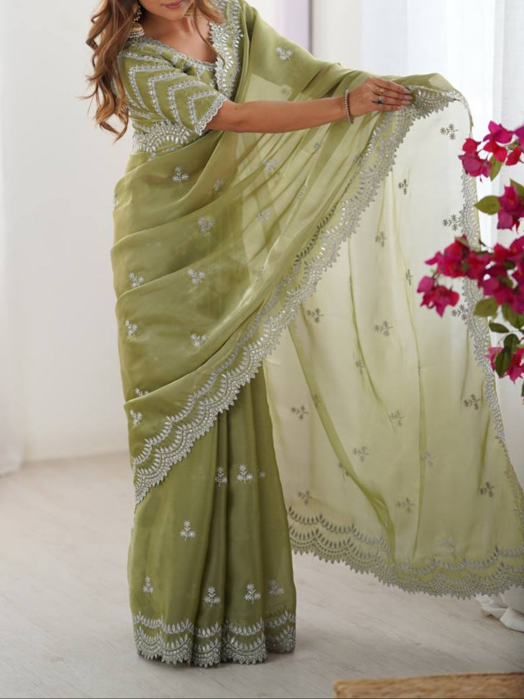 Wedding Special Thread With Sequence Work Saree & Blouse