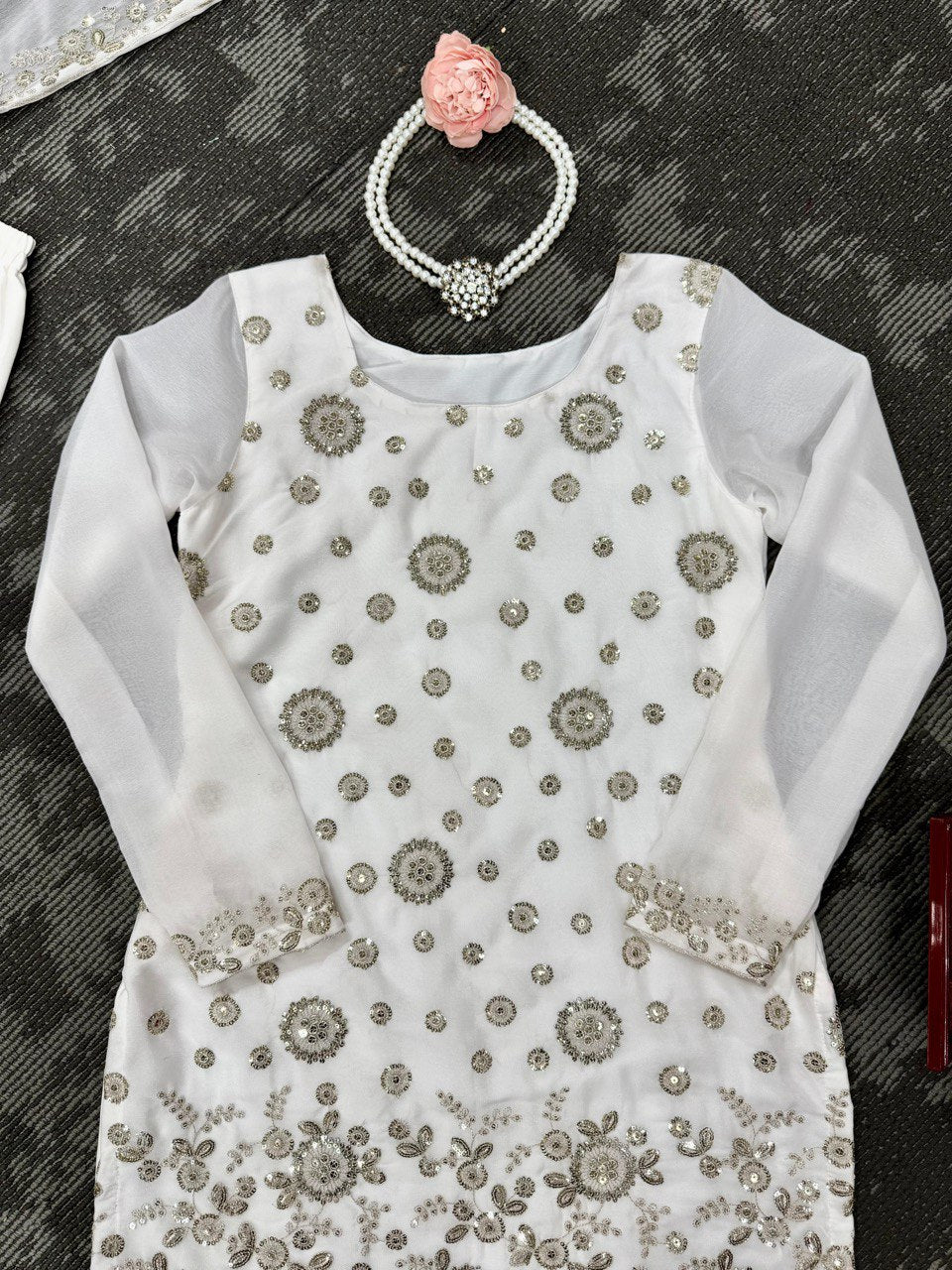 Thread With Sequence Work Sharara Suit Set