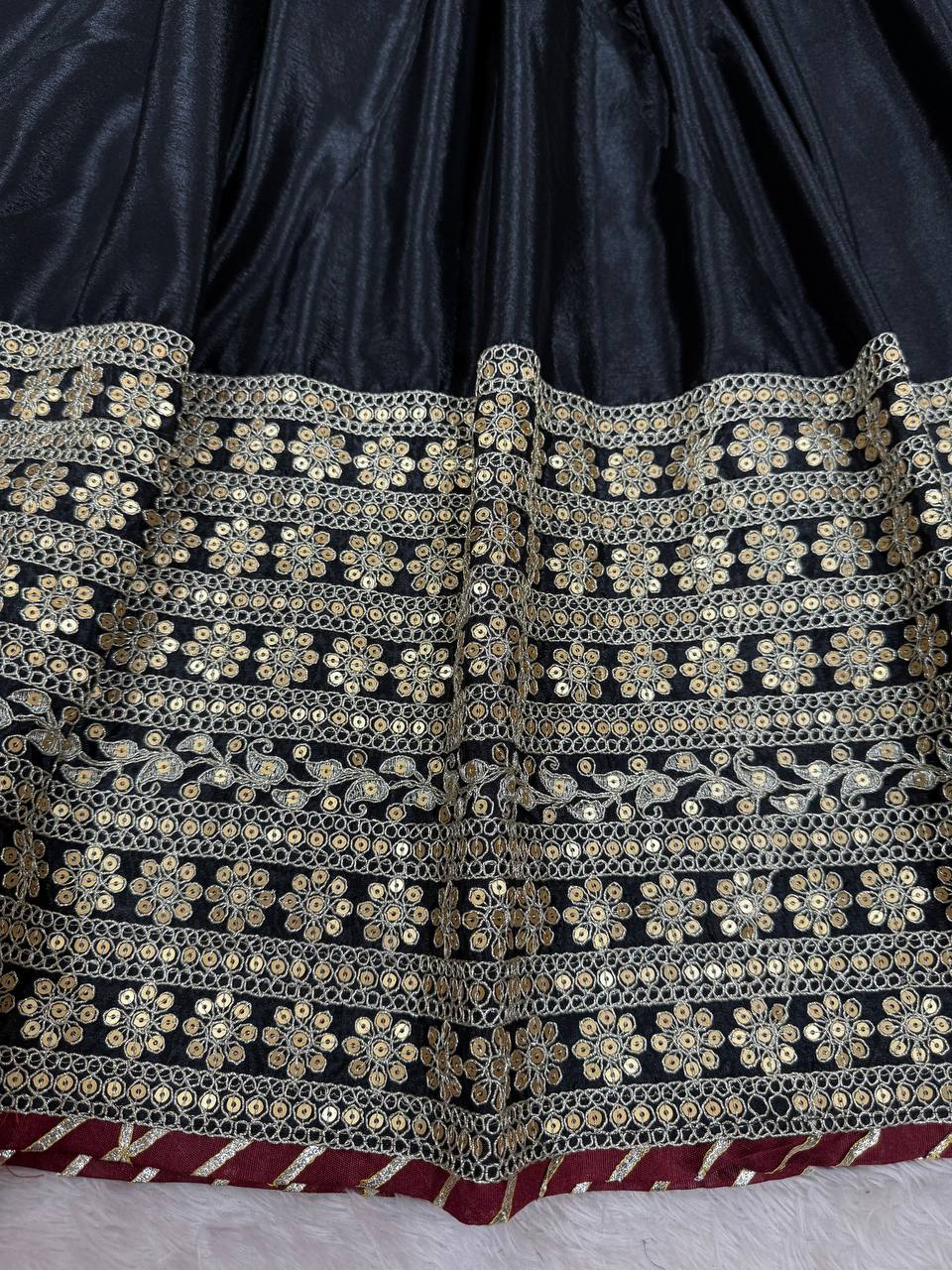 Chinon & Thread With Sequence  Lace Border Heavy Anarkali Suit Set