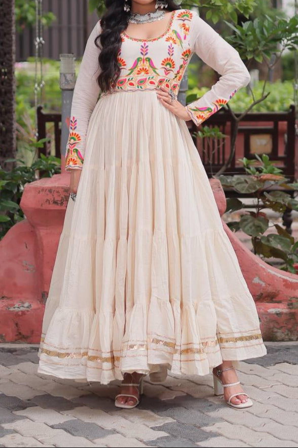Navratri Special Multi Thread Embroidered & Gota Patti Work Gown