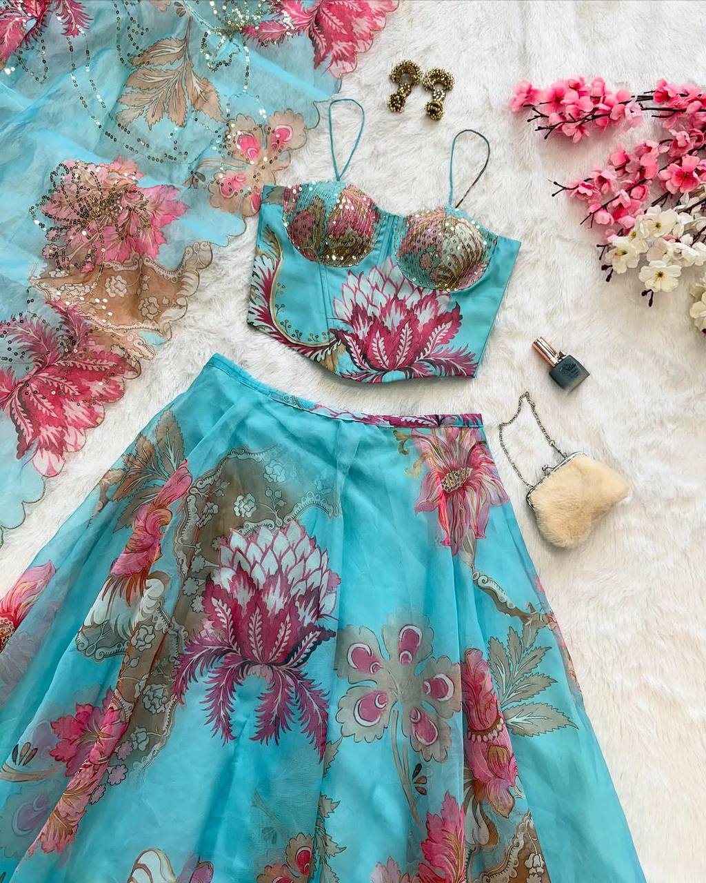 Party Wear Digital printed Lehenga Choli & Dupatta