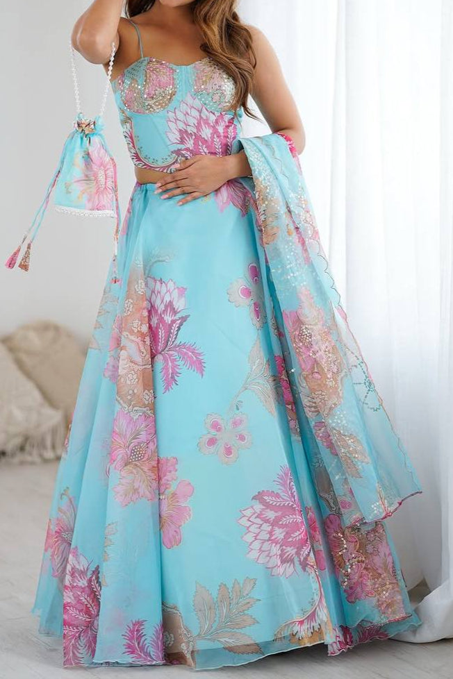 Party Wear Digital printed Lehenga Choli & Dupatta