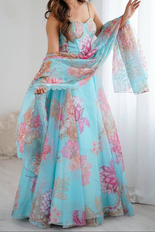 Party Wear Digital printed Lehenga Choli & Dupatta