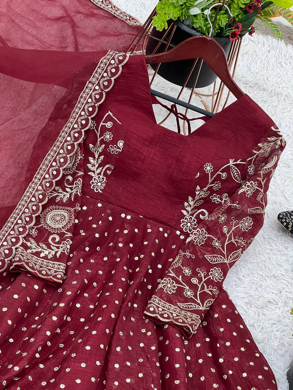 Embroidery Sequence Work Top Sharara Suit