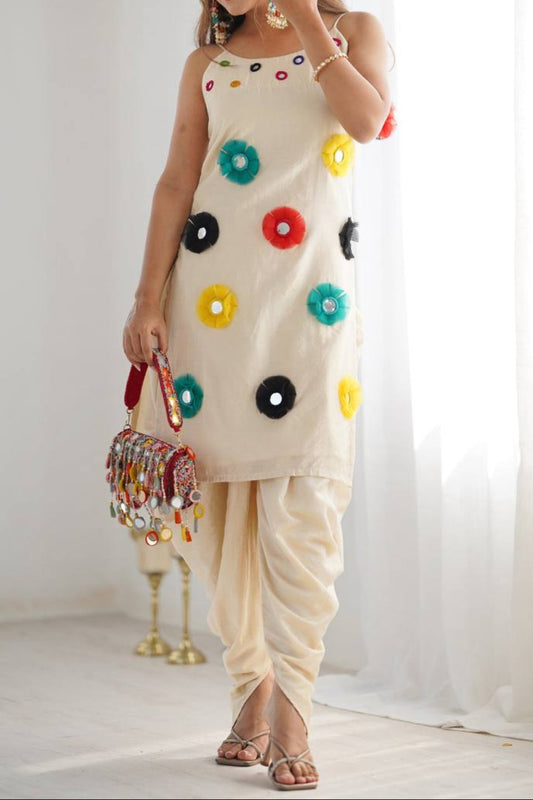 Party Wear Mirror And Katli Work Top Dhoti