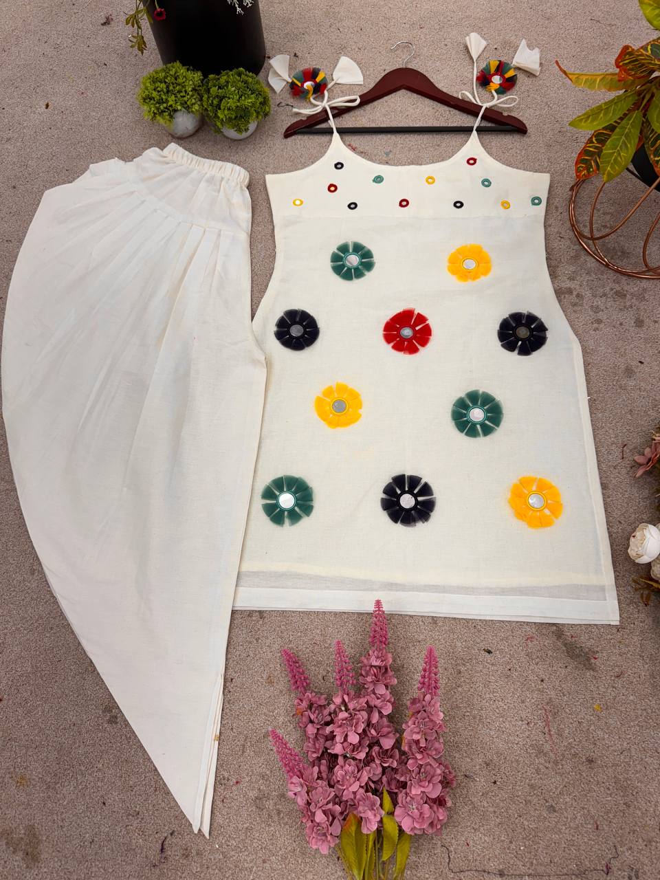 Party Wear Mirror And Katli Work Top Dhoti