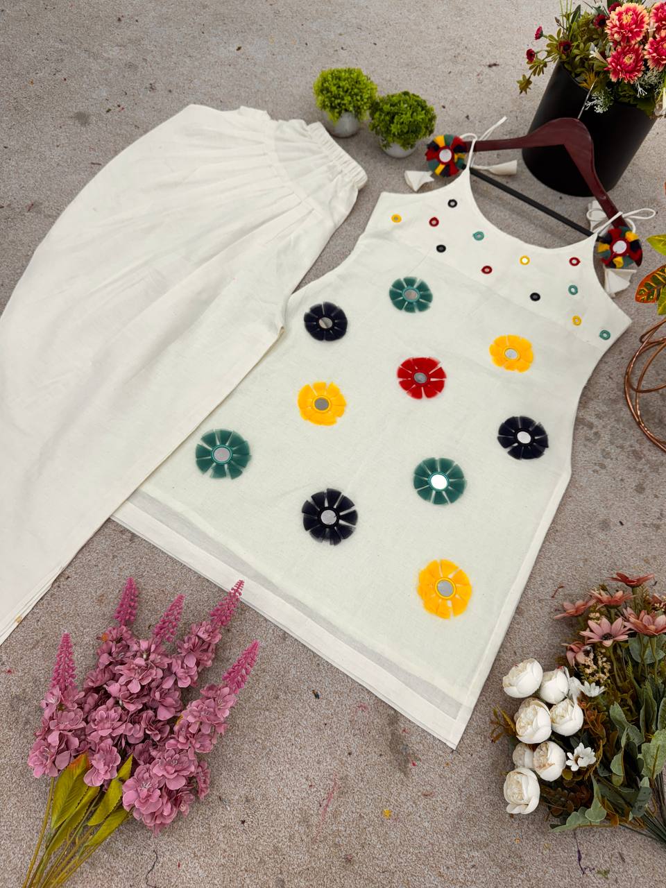 Party Wear Mirror And Katli Work Top Dhoti