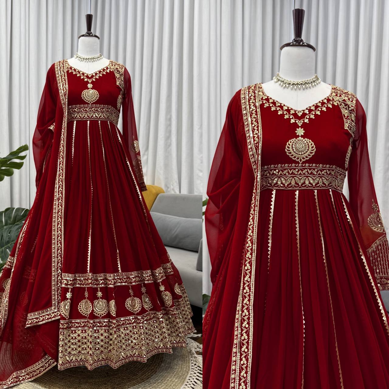 Party Wear Designer Thread with Sequence Work Anarkali Suit Set