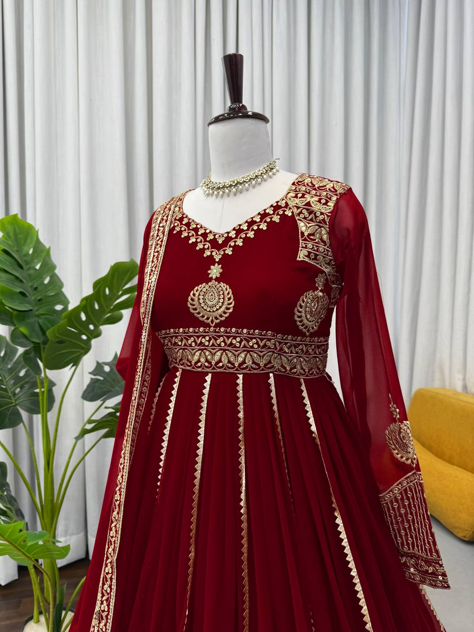 Party Wear Designer Thread with Sequence Work Anarkali Suit Set