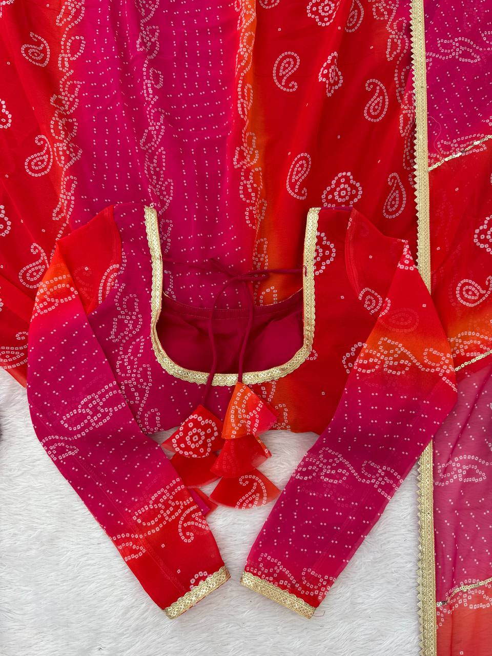 Bandhni Digital Print Trending Party Wear Anarkali Suit Set