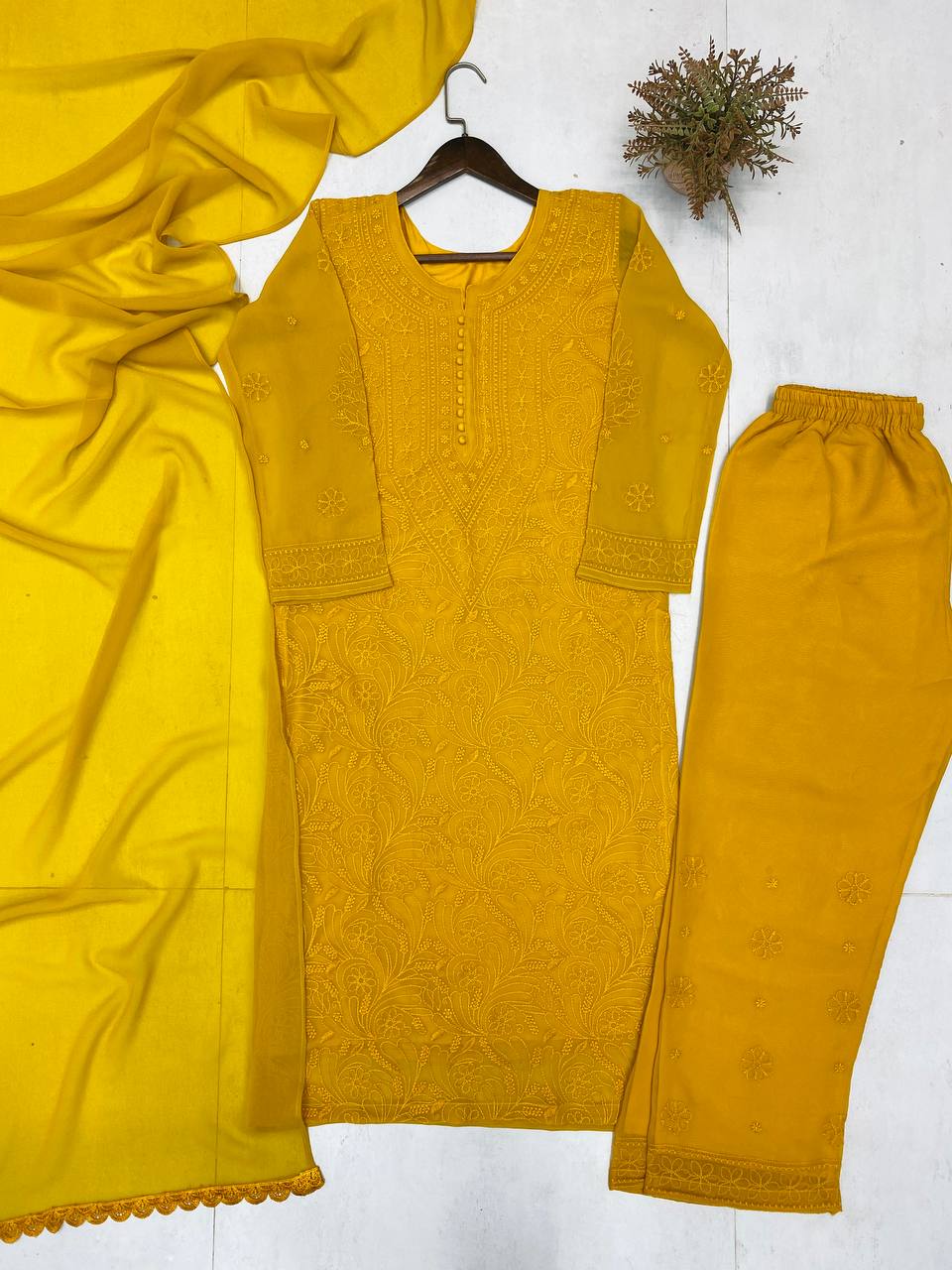 Exclusive Georgette With Embroidery Suit With Dupatta