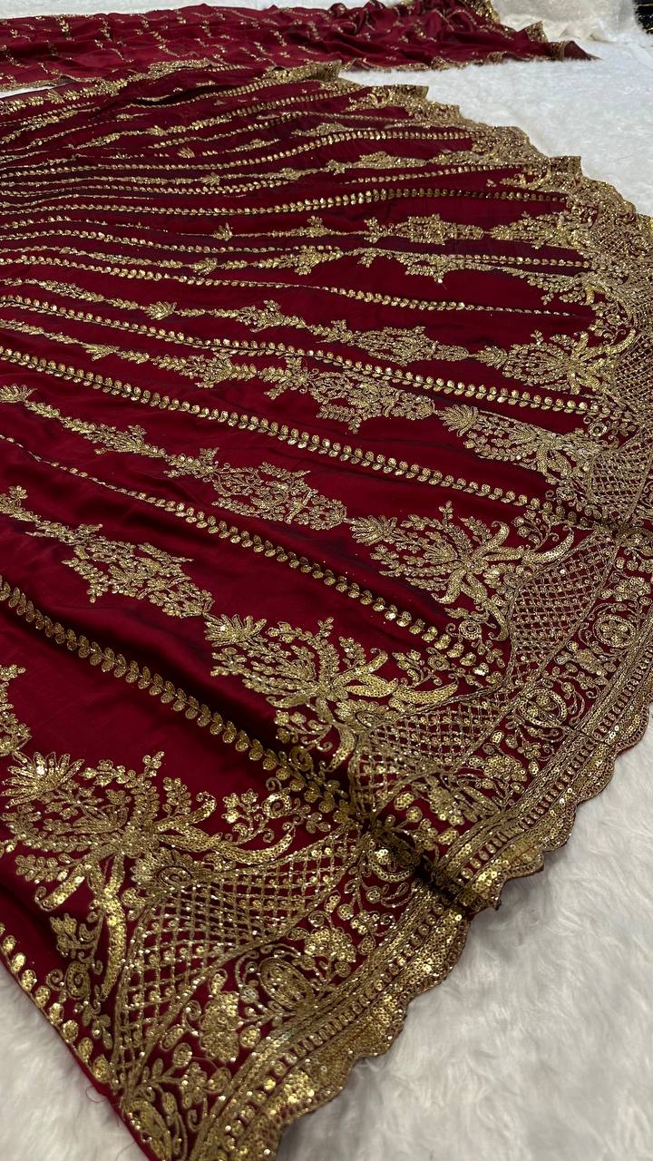 Karwa Chauth Special Sequins &amp; Dori work Lehenga Choli & Dupatta
