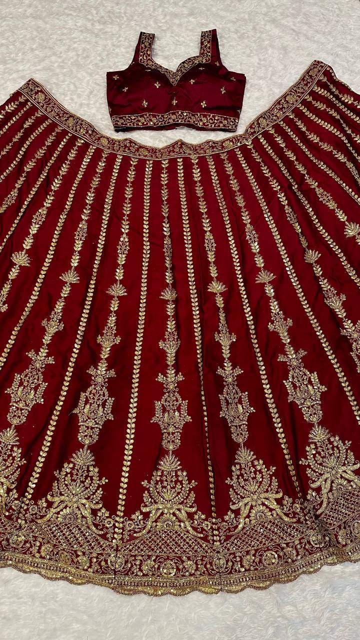Karwa Chauth Special Sequins &amp; Dori work Lehenga Choli & Dupatta