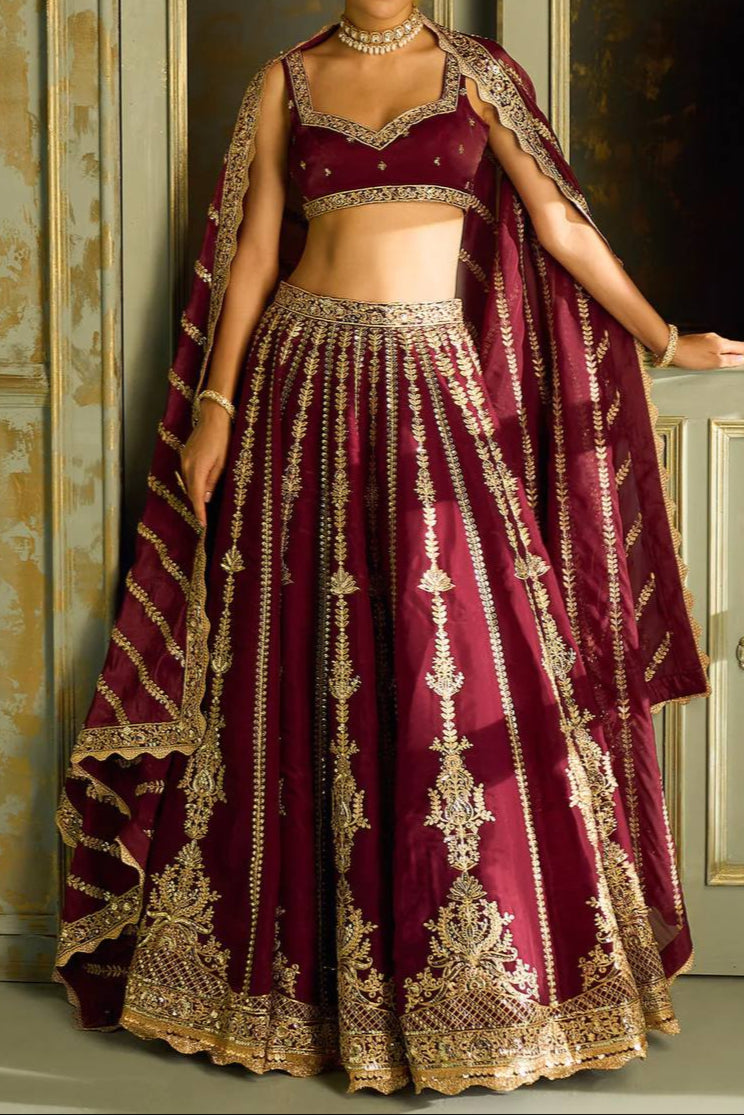 Karwa Chauth Special Sequins &amp; Dori work Lehenga Choli & Dupatta