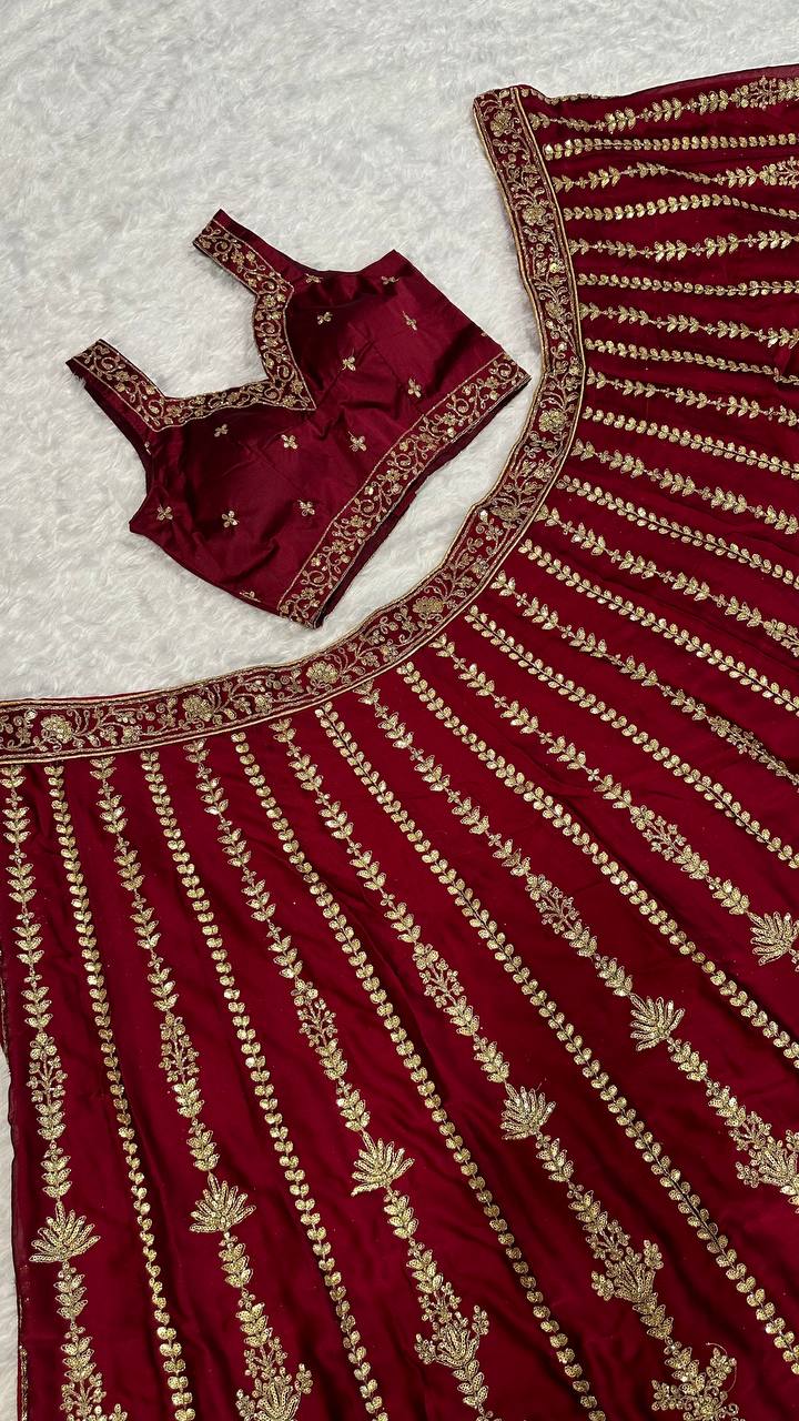 Karwa Chauth Special Sequins &amp; Dori work Lehenga Choli & Dupatta