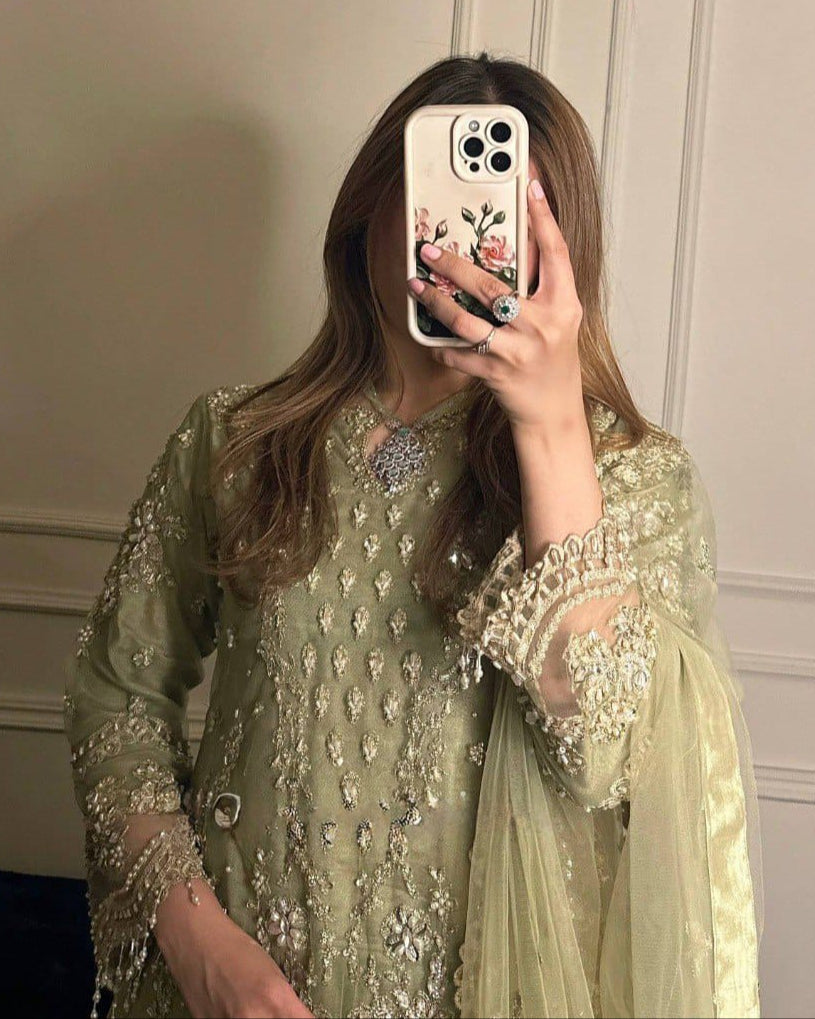 Designer Party Wear Look Pure Heavy Faux Georgette Top Palazzo  Set